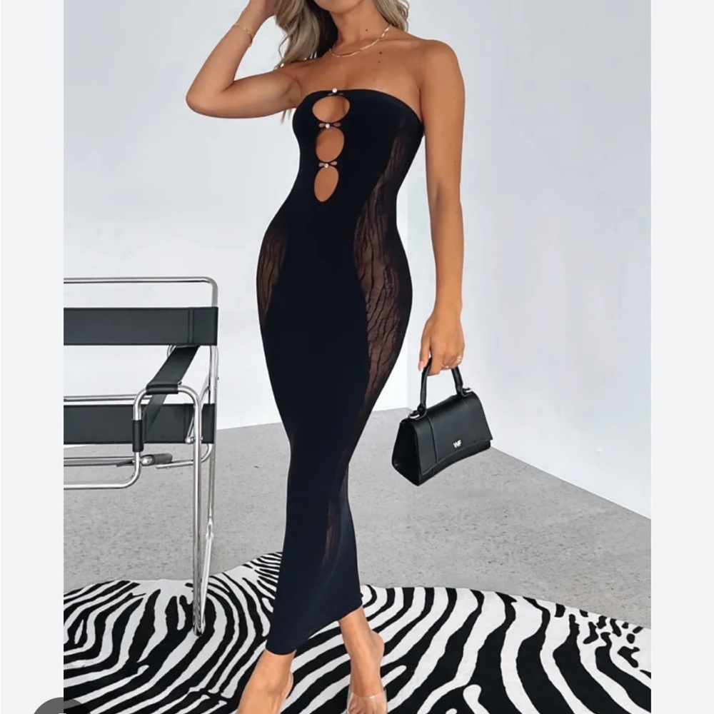 White Fox Black Your Peace Midi Sexy Dress